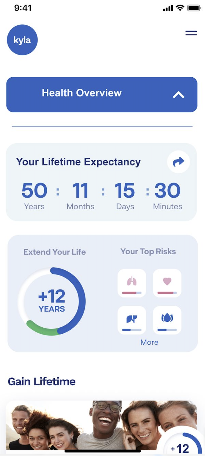 Life expectancy clock showing countdown